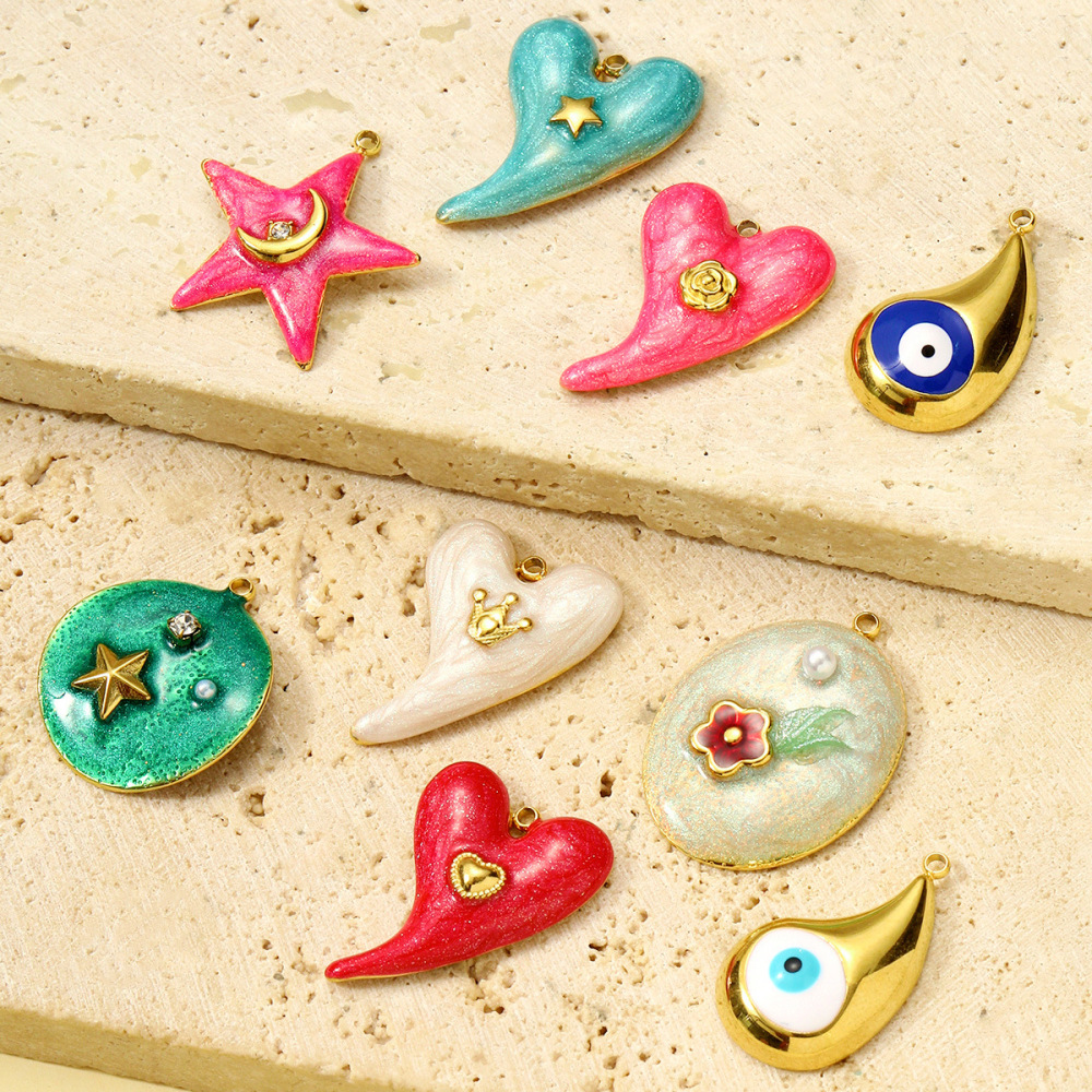 Pendentif Femme Diy En Forme De Goutte, En Acier Inoxydable Étanche, Couleur Or (1 Pièce) Image4