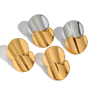 1 Paire De Boucles D'Oreilles Puces Simples Et Élégantes Pour Femme, En Acier Inoxydable Imperméable, De Forme Irrégulière. h5 Image4