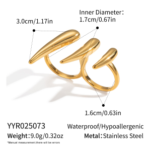 Bague Tendance Simple Et Élégante Au Quotidien, En Acier Inoxydable Doré, De Forme Irrégulière Et Imperméable. h5 