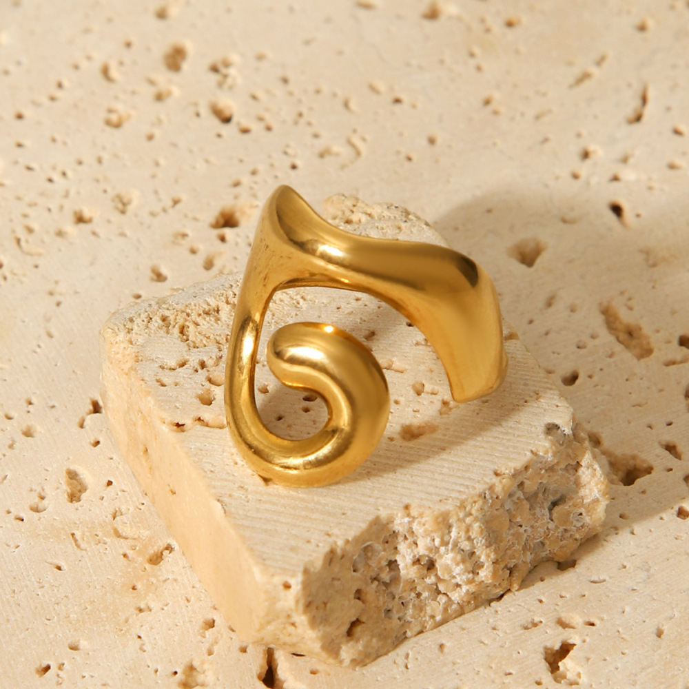 Bague Simple Et Élégante Au Quotidien, En Acier Inoxydable Imperméable, De Forme Irrégulière. h5Image5