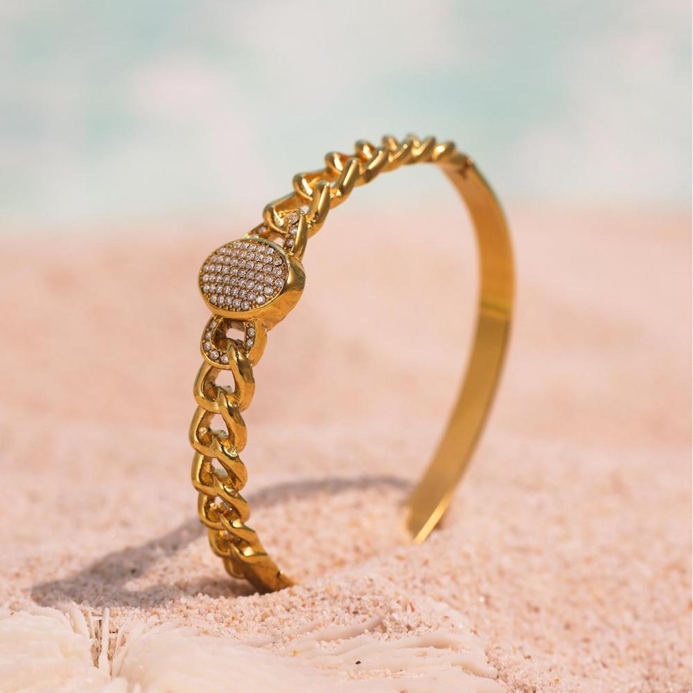 Bracelet Jonc Ovale De Luxe Pour Femme, En Acier Inoxydable, Couleur Or, Étanche (1 Pièce) Image7