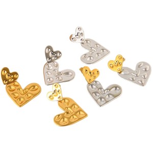 1 Paire De Boucles D'Oreilles Pendantes En Acier Inoxydable Étanches En Forme De Cœur h5 Image5