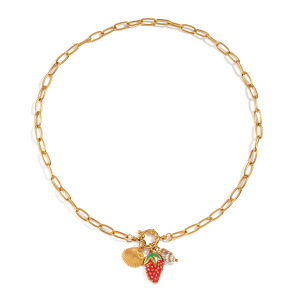 Collier Pendentif Fraise En Acier Inoxydable Étanche Couleur Or (1 Pièce) h5 Image5