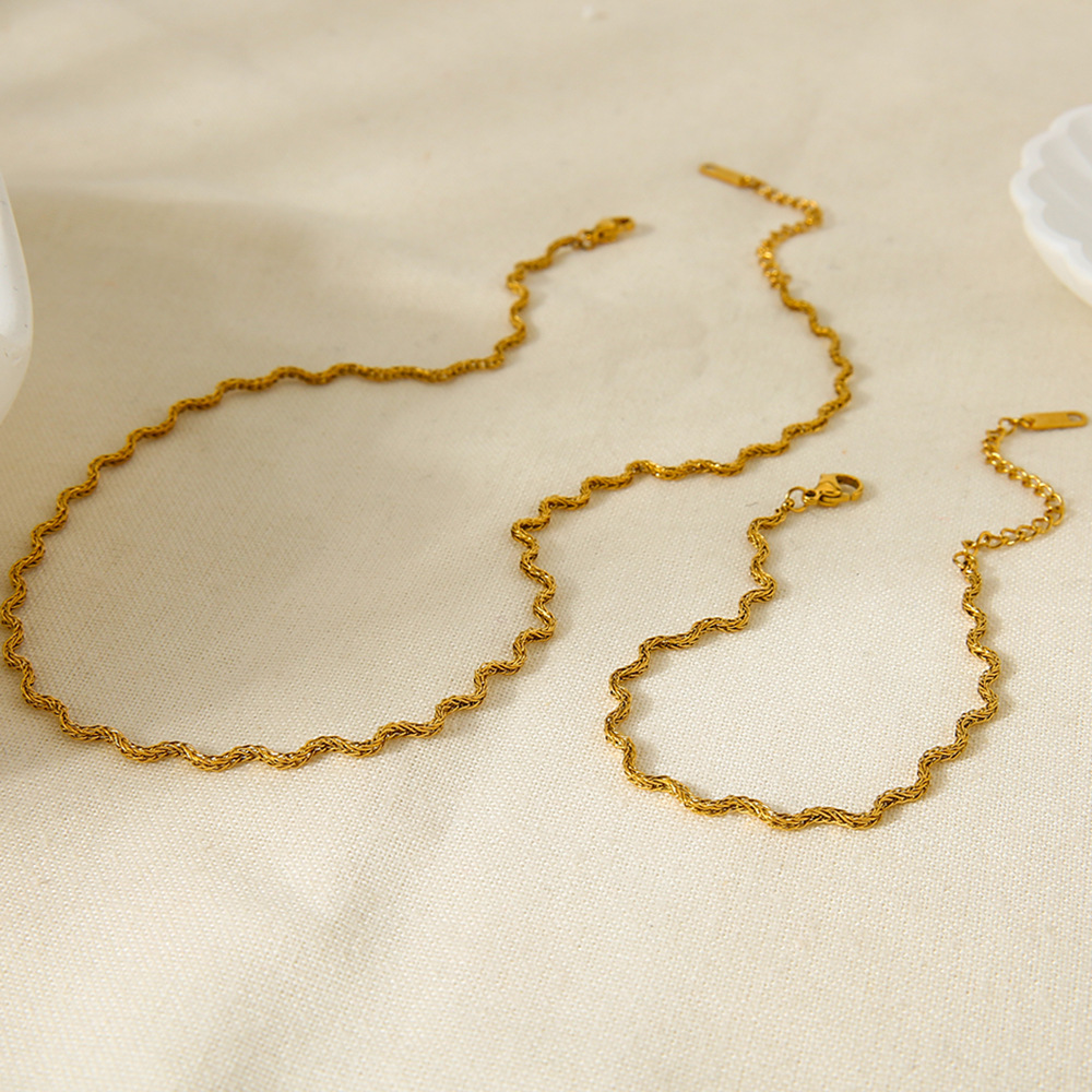 Ensemble De Colliers En Acier Inoxydable De Forme Irrégulière, Étanches Et De Couleur Dorée Image3