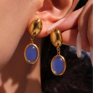 Ensemble De Colliers Pour Femmes, 1 Pièce, Forme Ovale Élégante, Opale, Acier Inoxydable, Étanche, Couleur Or h5 Image5