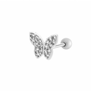 Boucle D'Oreille Piercing En Forme De Cœur En Cuivre Doré Et Zircon h5