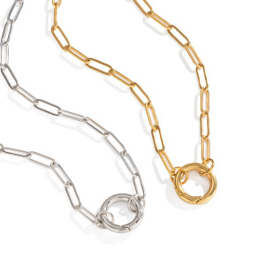 Collier Pendentif Femme Simple Series Daily Circle En Acier Inoxydable Étanche (1 Pièce) h5 Image5