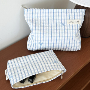 Trousse De Maquillage Pour Femme En Polyester À Rayures Douces, Série Simple, 1 Pièce h5 Image4