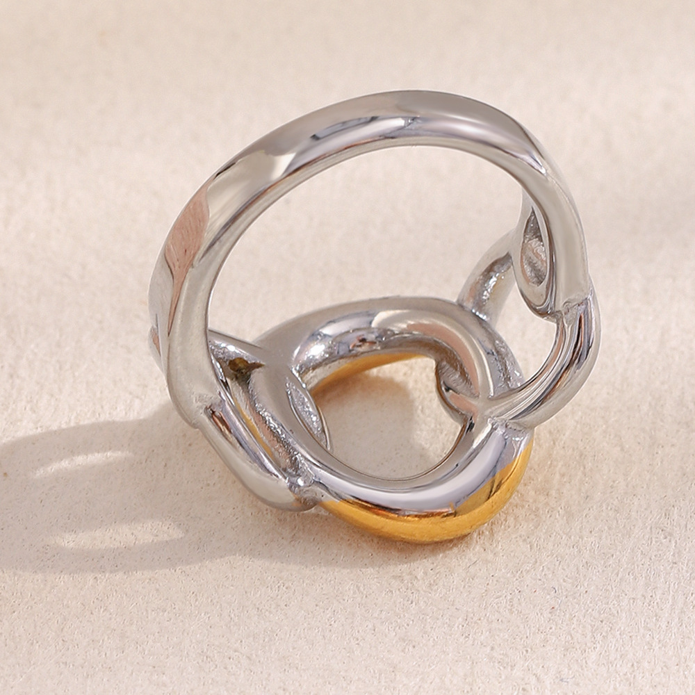 Bague Tendance Décontractée En Acier Inoxydable De Couleur Assortie, 1 Pièce, Collection Simple, Style Mixte, Étanche. Image3
