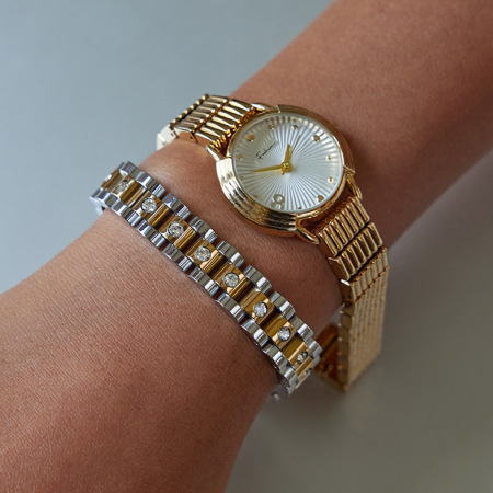 Bracelet chaîne classique patchwork en acier inoxydable étanche couleur or pour femme (1 pièce)