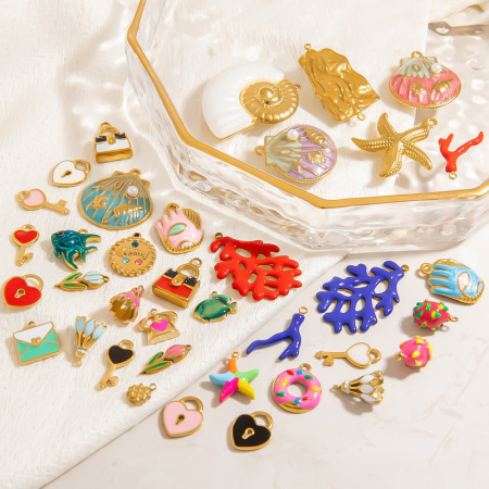 Pendentif DIY en acier inoxydable étanche couleur or (1 pièce)