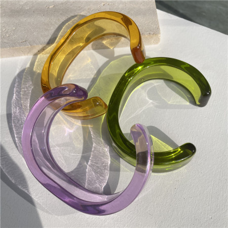 Bracelet jonc géométrique simple en acrylique pour femme, série Simple, 1 pièce 2