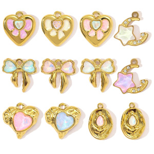 Pendentif Femme En Forme De Cœur, En Acier Inoxydable Étanche, Couleur Or (1 Pièce) h5 Image5