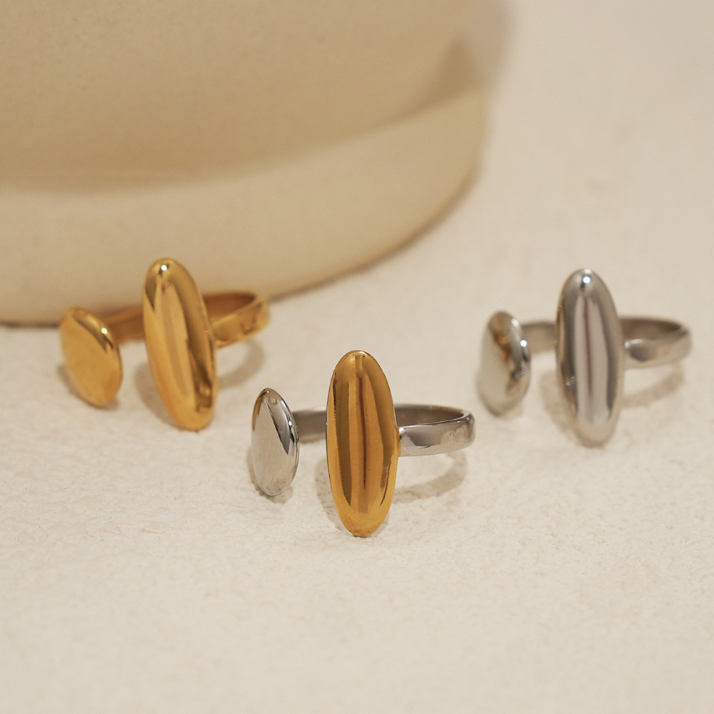 Bague Tendance Quotidienne En Acier Inoxydable Doré, Forme Irrégulière, Étanche, 1 Pièce Image4