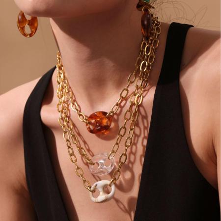 Collier pendentif femme chic et élégant, de forme irrégulière, en acier inoxydable, étanche, couleur or (1 pièce)