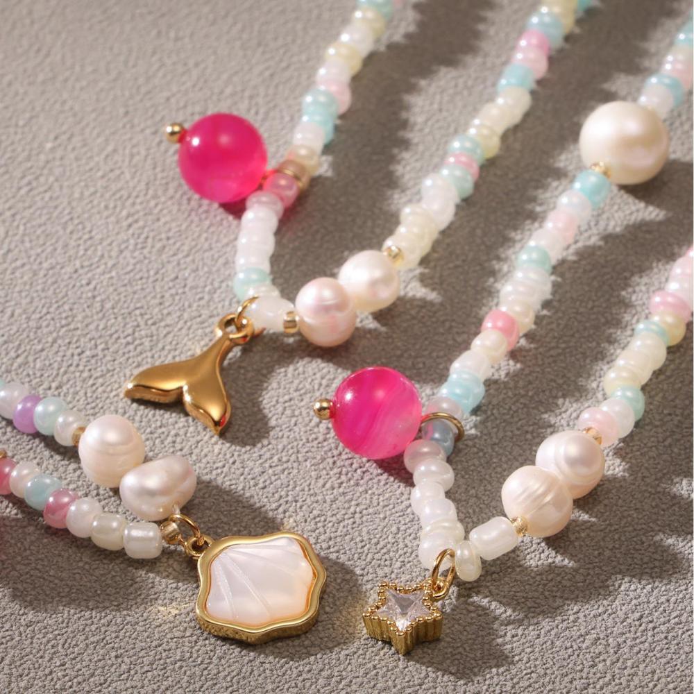 Collier De Perles Pour Femme, 1 Pièce, Motif Bohème, Pierres Naturelles, Couleur Or Image6