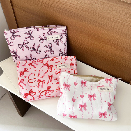 Trousse de maquillage pour femme avec nœud rayé de qualité supérieure, 1 pièce