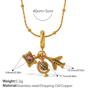 Collier Pendentif Diy En Acier Inoxydable Étanche Couleur Or (1 Pièce) h5 Image2