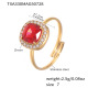 TXA330 - Bague en zircon rouge doré - Taille 7 Image4