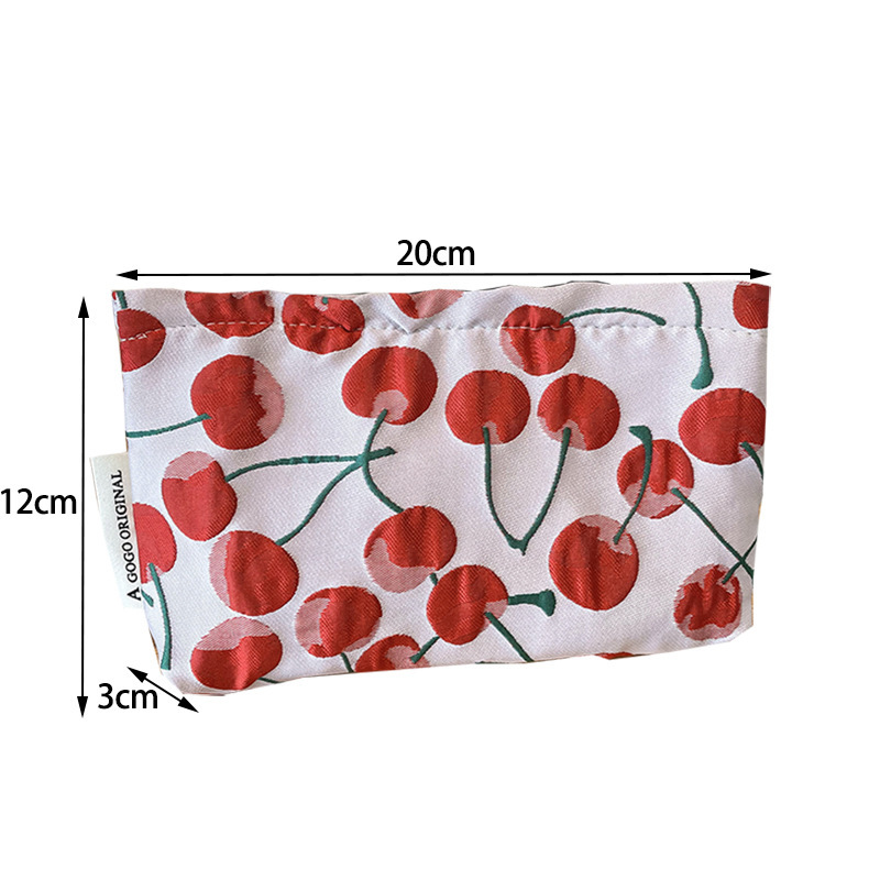 Trousse De Maquillage Pour Femme En Polyester Motif Cerise, Série Simple, 1 Pièce h5Image2