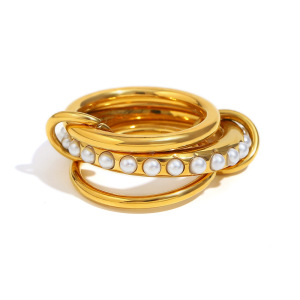 Bague Pour Femme, Collection Simple Series, Élégante Et Ronde, En Acier Inoxydable Étanche, Sertie De Pierres Précieuses (1 Pièce). h5