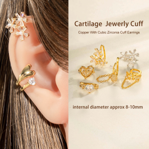 1 Boucle D'Oreille À Clip En Forme De Papillon Avec Nœud Papillon Et Zircone Couleur Or Et Cuivre h5 Image4