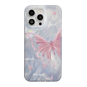 1 Paire De Coques De Téléphone En Tpu À Motif Papillon Pailleté h5 Image2