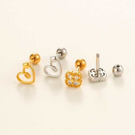 Boucle d'oreille piercing en zircon couleur cuivre or 1 pièce 2