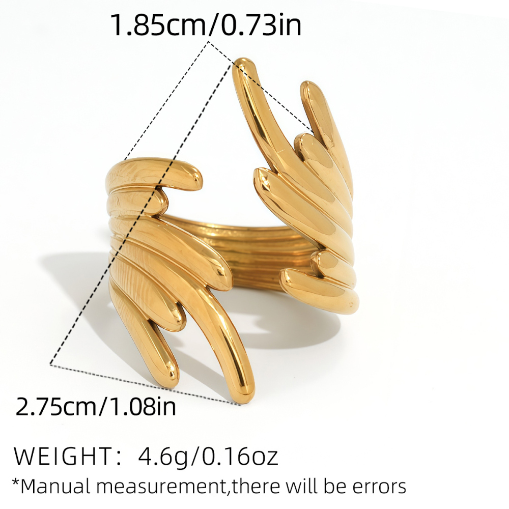 Bague Tendance Casual Wings En Acier Inoxydable Étanche Couleur Or (1 Pièce) Image2