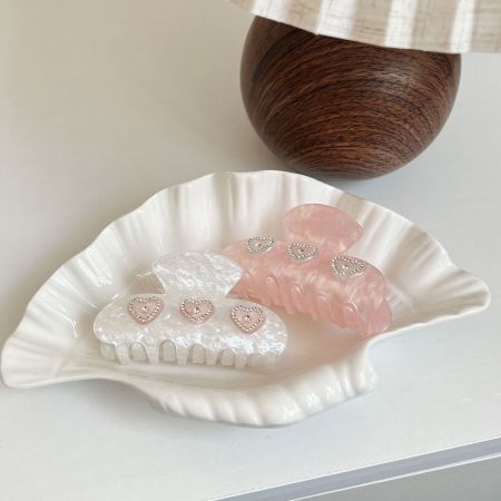 1 paire de pinces à cheveux en acétate pour femme, série Simple, motif cœur mignon 2