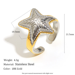 Bague Tendance Moderne En Acier Inoxydable Multicolore À Motif Étoile (1 Pièce) h5 Image6