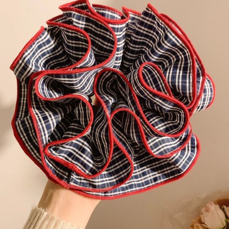 1 chouchou romantique haut de gamme à carreaux bleu marine pour femme 2
