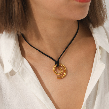 Collier pendentif femme étanche en acier inoxydable, motif lignes simples du quotidien (1 pièce) 2