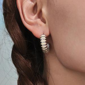 1 Paire De Boucles D'Oreilles Créoles Pour Femme, En Acier Inoxydable Doré, Forme Irrégulière, Collection Classique, Étanches. h5 Image4