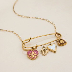 Collier Pendentif Femme En Forme De Cœur, En Acier Inoxydable Étanche, Couleur Or (1 Pièce) h5 Image7