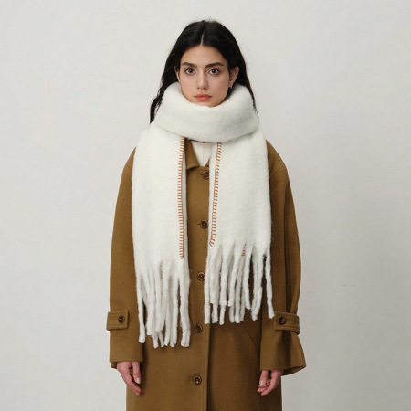 1 écharpe d'hiver simple en polyester de couleur unie pour femme