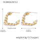 F438-Boucles d'oreilles géométriques à trois couches en or Image3
