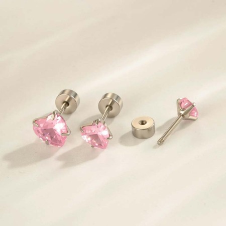 Boucle d'oreille piercing cœur en acier inoxydable étanche (1 pièce) avec zircon 2