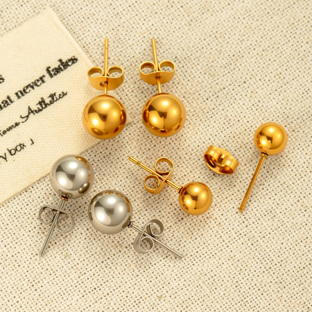 Boucles d'oreilles piercing femme minimalistes en acier inoxydable, étanches, couleur or (1 pièce). 2