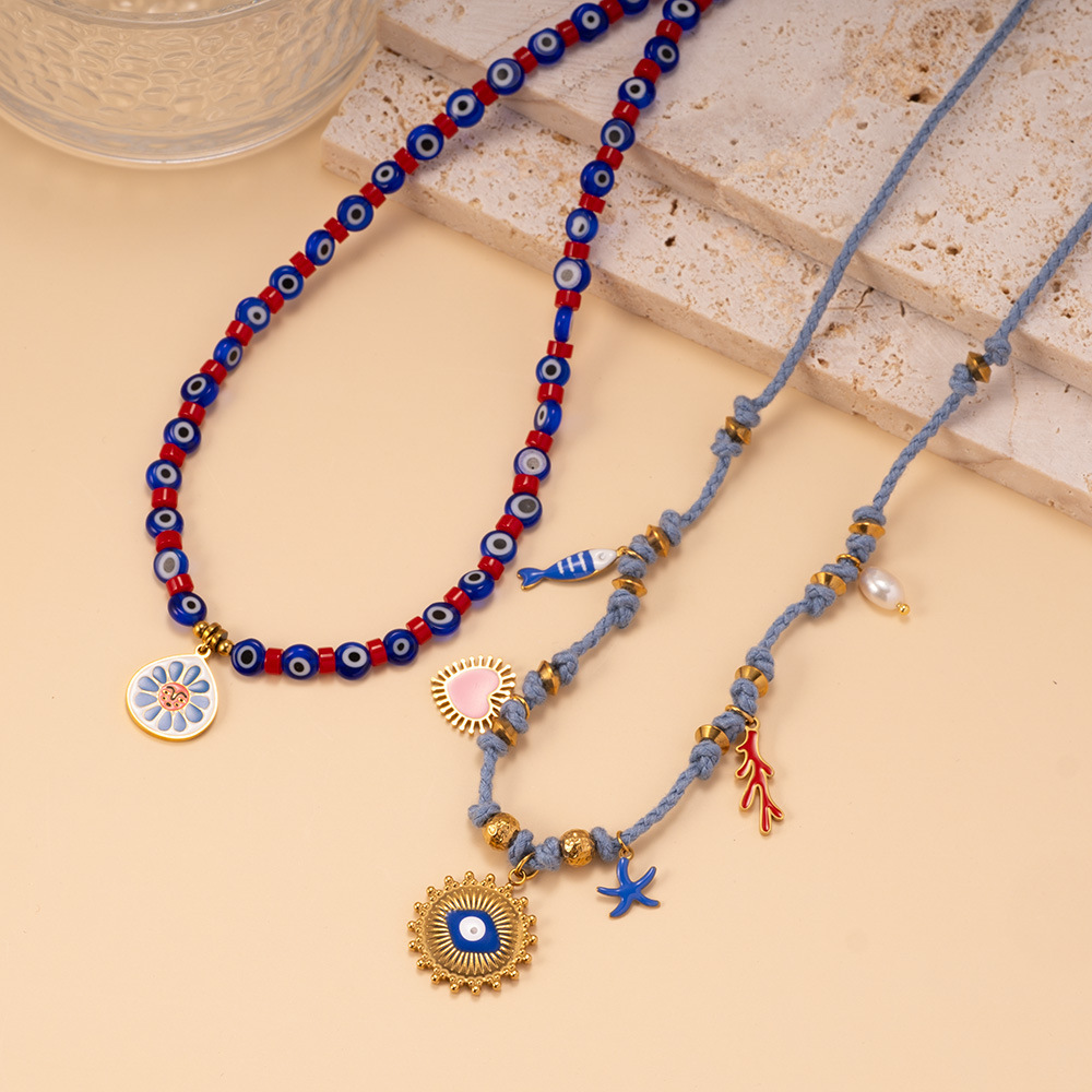 Collier Élégant En Perles Œil Du Diable Pour Femme, Couleur Or, Pierres Naturelles h5Image4