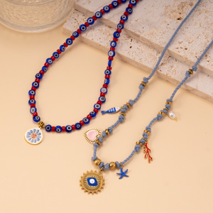 Collier Élégant En Perles Œil Du Diable Pour Femme, Couleur Or, Pierres Naturelles h5 Image4