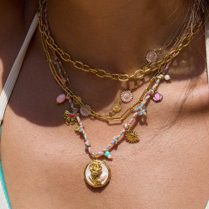 Collier Tressé Pour Femme, 1 Pièce, En Acier Inoxydable Polychrome, Couleur Or, Étanche. h5 Image2