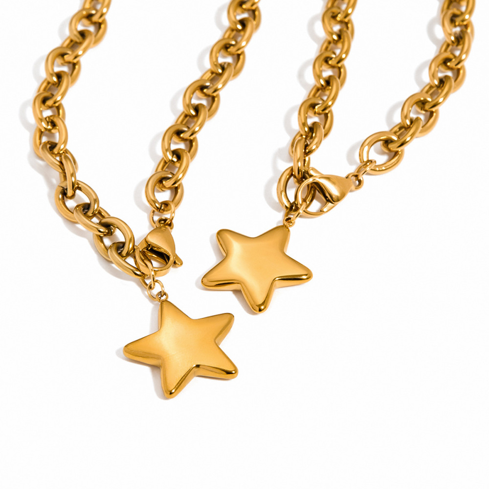 Colliers Pendentifs En Acier Inoxydable Étanche Couleur Or En Forme D'Étoile Image9