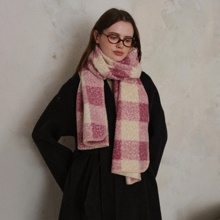 Écharpe d'hiver décontractée en polyester à carreaux pour femme, 1 pièce