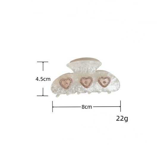 1 Paire De Pinces À Cheveux En Acétate Pour Femme, Série Simple, Motif Cœur Mignon Image2
