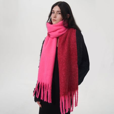 1 écharpe d'hiver simple en polyester de couleurs mélangées pour femme