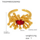 TXA244-Bague fleur en zircon rouge - taille 7 Image4
