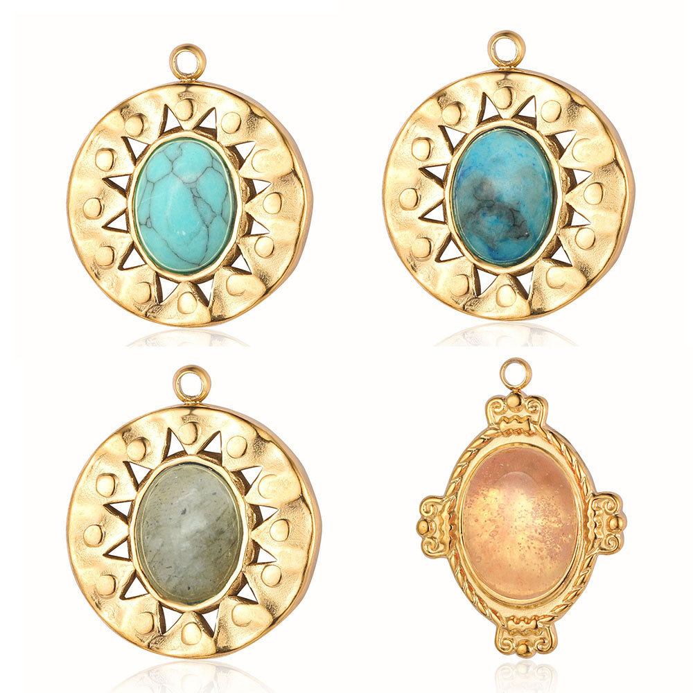 Pendentifs Rétro Annulaires En Pierres Naturelles Pour Femmes, 1 Pièce Image5