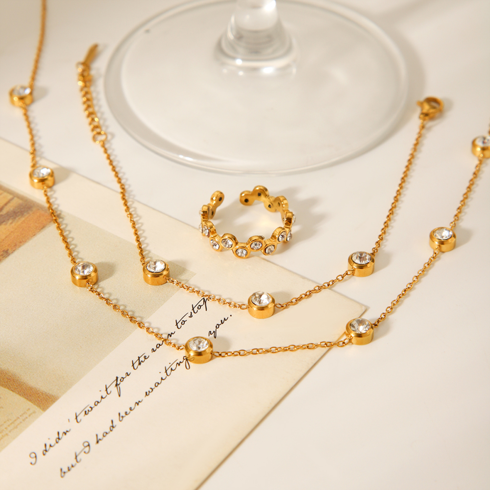 Ensemble De Colliers Pour Femmes En Acier Inoxydable De Forme Irrégulière, Étanche Et De Couleur Dorée h5Image7