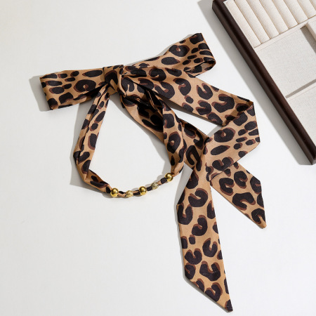 Collier long en acier inoxydable pour femme, imprimé léopard, 1 pièce 2